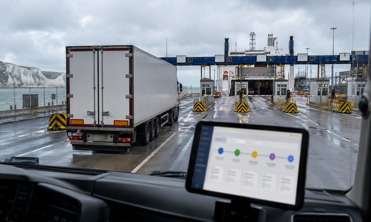 Transport ciężarowy podczas odprawy celnej do Wielkiej Brytanii po Brexicie